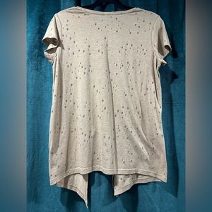 Sandy Brown Distressed Asymmetrical Short SLeeve Shirt Size Medium